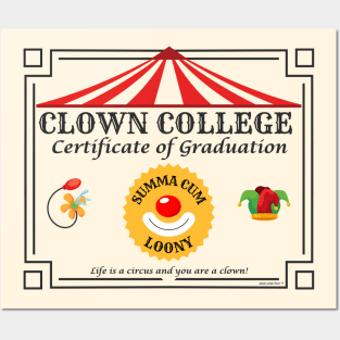 Clown College Certificate of Graduation Posters and Art